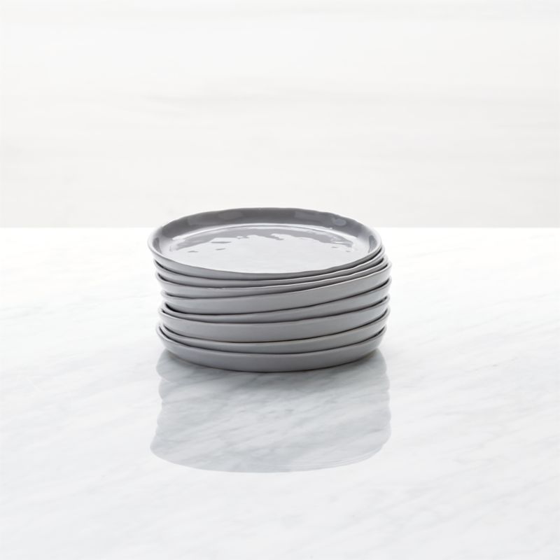 Mercer Grey Round Ceramic Appetizer Plates, Set of 8 + Reviews Crate