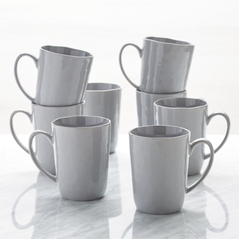 Mercer Grey Ceramic Mugs, Set of 8 + Reviews Crate & Barrel Canada