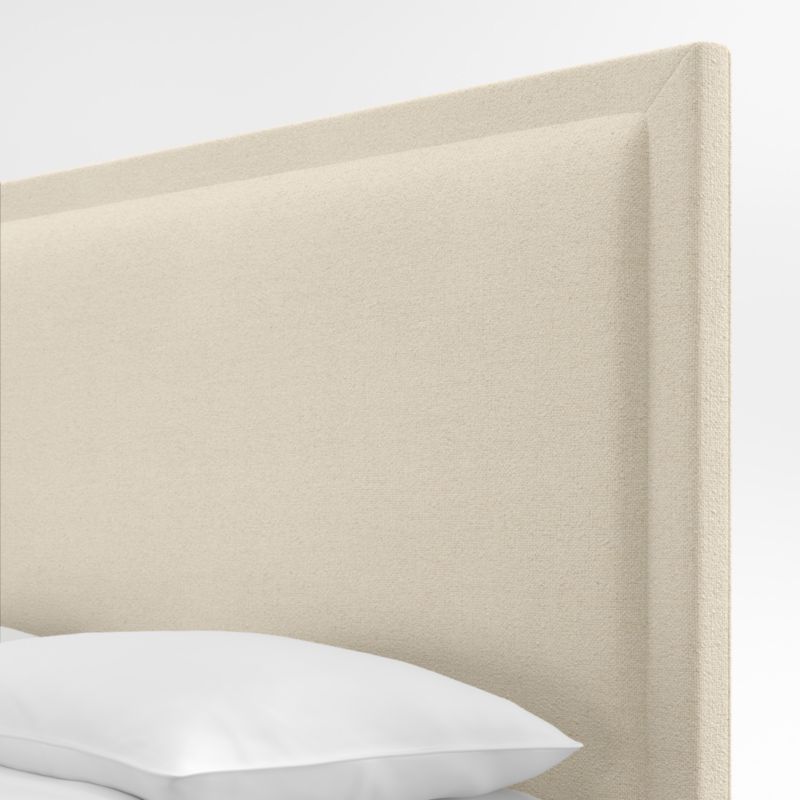 Meraux 56" Boucle Ivory Upholstered Queen Headboard with Batten White