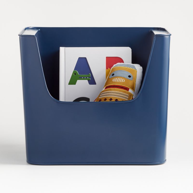 Large Dark Blue Metal Stacking Storage Bin Crate & Kids