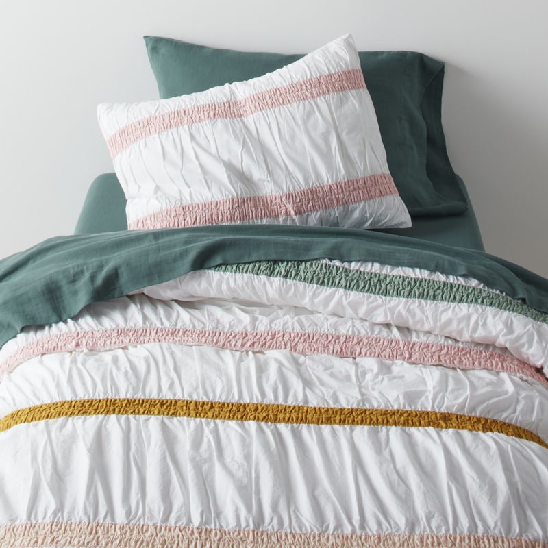 Modern Mia Kids Organic Ruched Stripes Duvet Cover Crate & Kids