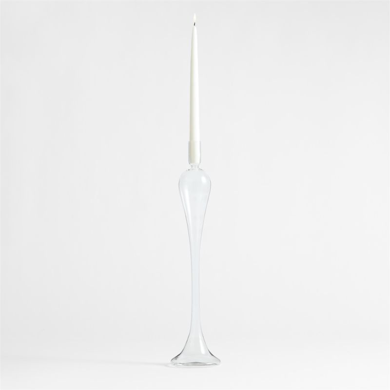 Milano Large Clear Glass Taper Candle Holder 20" + Reviews Crate