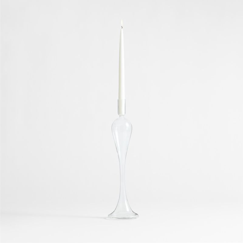 Milano Medium Clear Glass Taper Candle Holder 17" + Reviews Crate