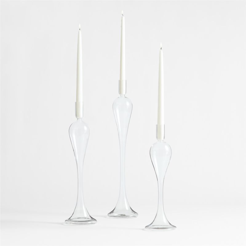 Milano Clear Glass Taper Candle Holders, Set of 3 + Reviews Crate