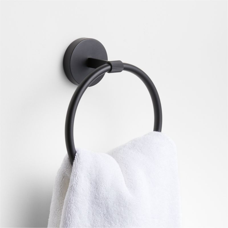 Modern Fluted Matte Black Bathroom Hand Towel Ring + Reviews Crate
