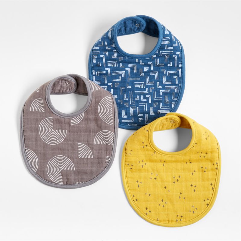 Blue Modern Organic Baby Bibs, Set of 3 + Reviews Crate & Kids Canada