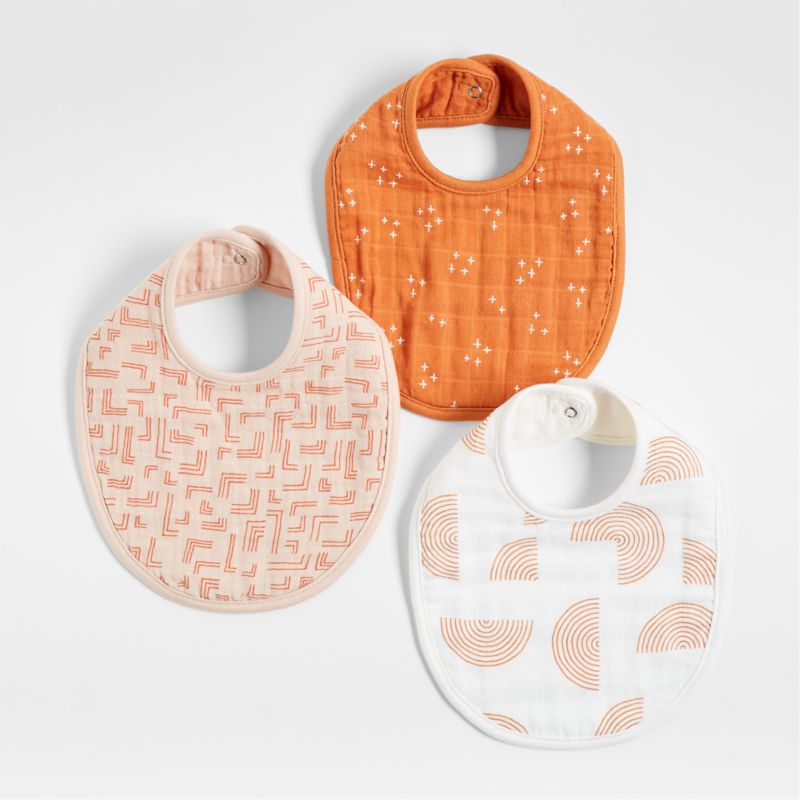 Pink Modern Organic Baby Bibs, Set of 3 + Reviews Crate & Kids