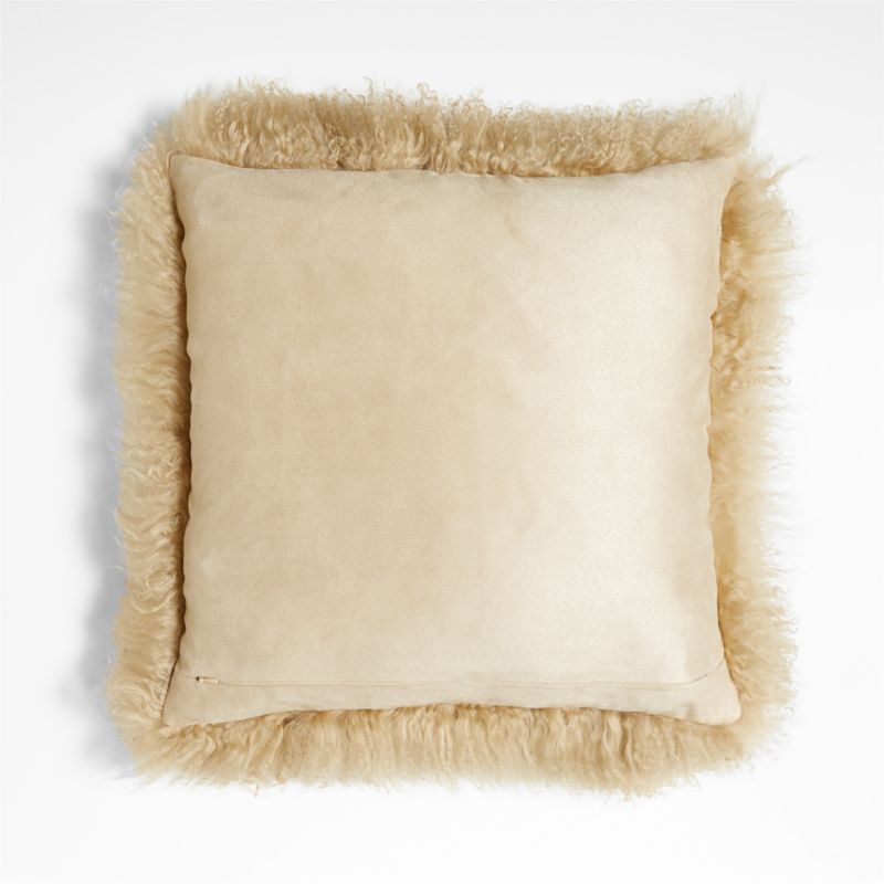 Rye Brown Mongolian Sheepskin 20"x20" Throw Pillow Cover + Reviews