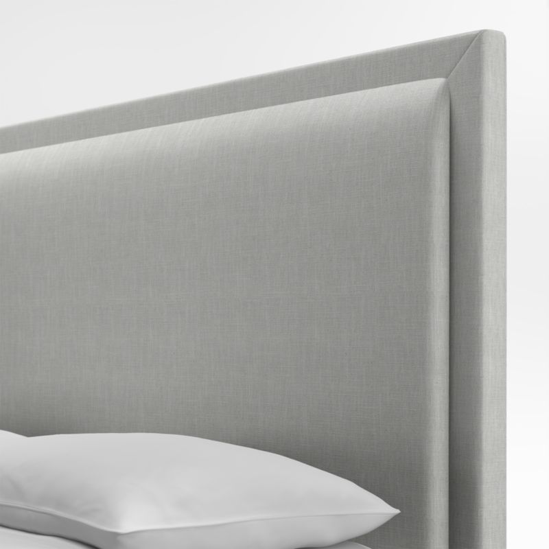 Meraux 56" Linen Oyster Grey Upholstered King Headboard with Storage