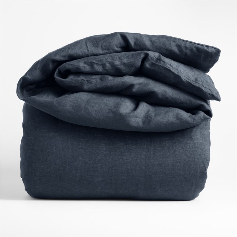 New Natural Hemp Midnight Navy King Duvet Cover + Reviews Crate & Barrel