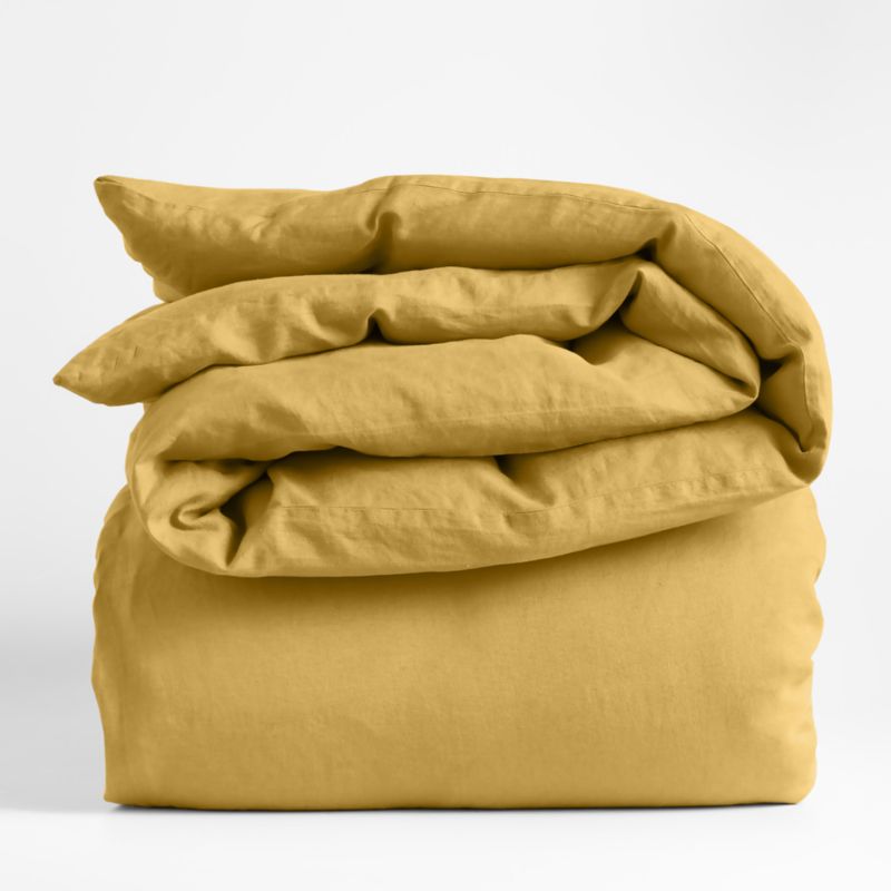 New Natural Hemp Savannah Yellow King Duvet Cover + Reviews Crate & Barrel Canada