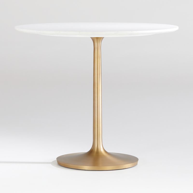 Nero 36" White Marble Dining Table with Brass Base + Reviews Crate