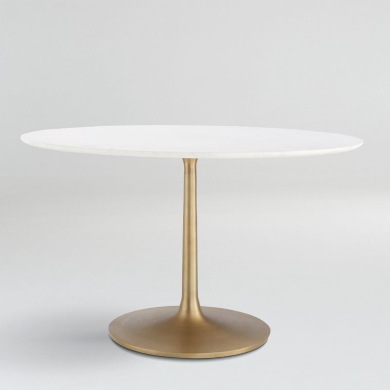 Nero 48" White Marble Dining Table with Brass Base + Reviews Crate & Barrel