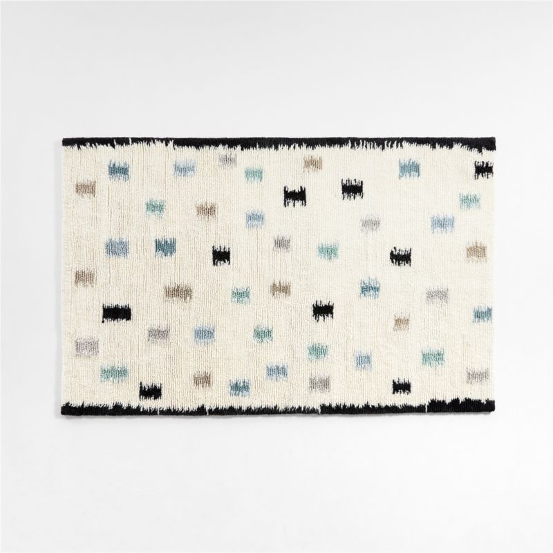 Neutral Scattered Checks Washable Wool Shag Kids Rug 4x6 + Reviews Crate & Kids