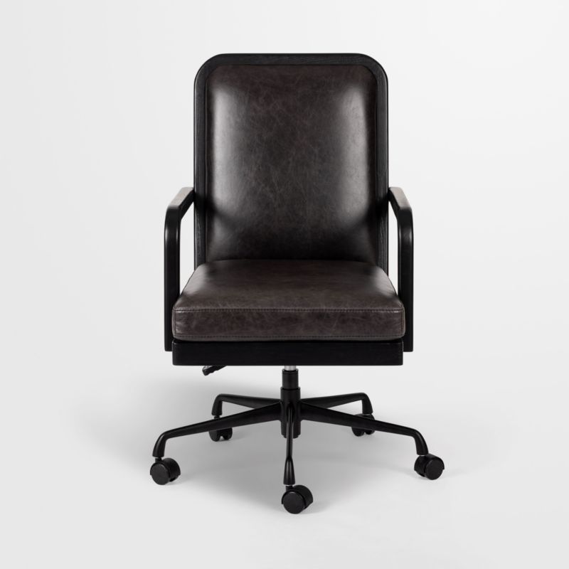 Ogden Brushed Ebony Black Wood Desk Chair + Reviews Crate & Barrel