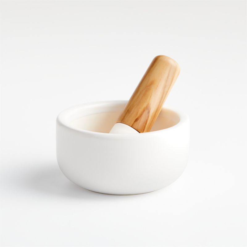 Olivewood and Ceramic Mortar and Pestle + Reviews Crate & Barrel Canada