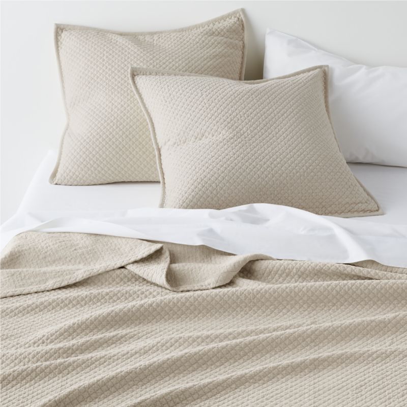 Organic Cotton Sand Beige Full/Queen Coverlet + Reviews Crate