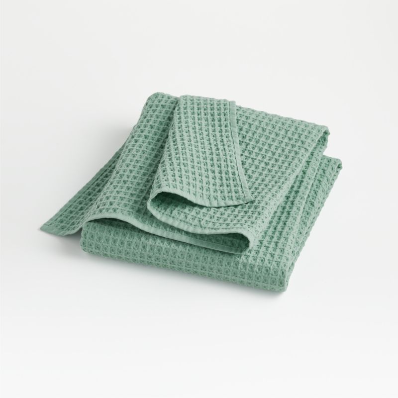 Organic Cotton Waffle Seaglass Bath Towel + Reviews Crate & Barrel