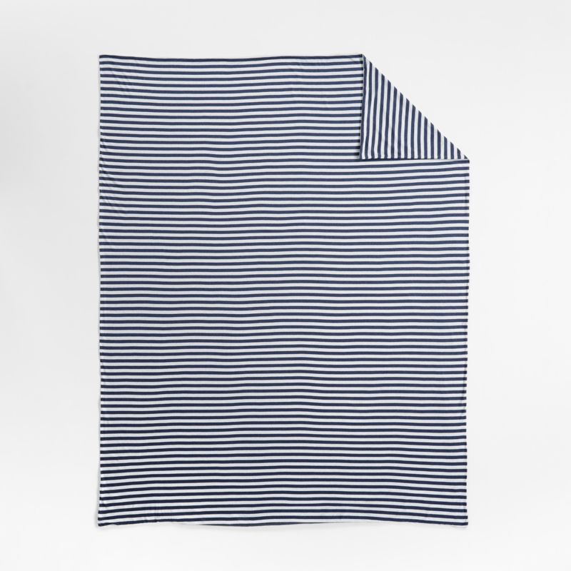 Modern Comfy Tee Navy Blue Stripe Organic Cotton Jersey Kids Twin Duvet
