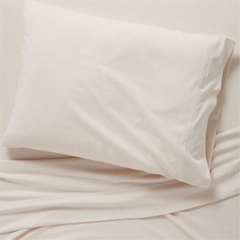 Modern Comfy Tee Beige Organic Cotton Jersey Kids Twin Sheet Set Crate & Kids