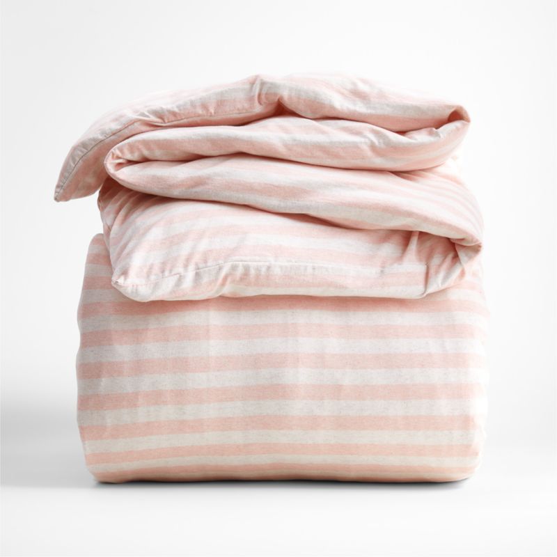 Modern Comfy Tee Pink Stripe Organic Cotton Jersey Kids Twin Duvet