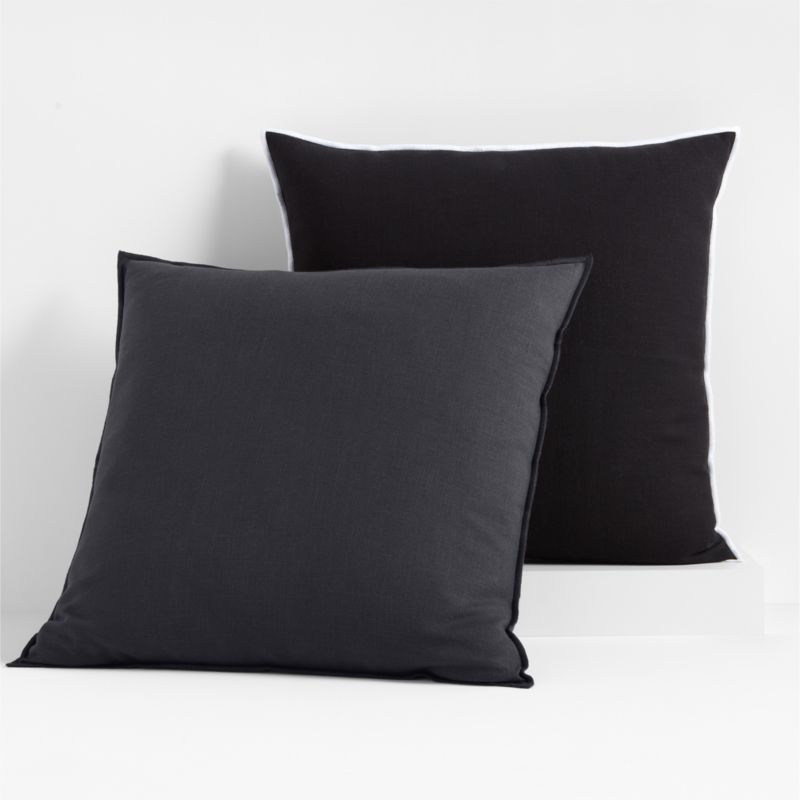 Organic Cotton Merrow Stitch 23"x23" Midnight Navy Throw Pillow with
