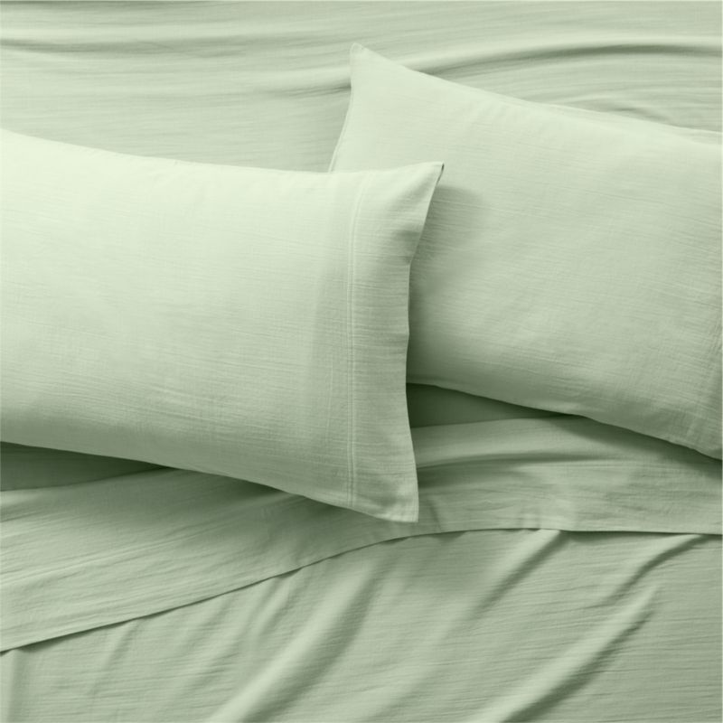Organic Double Weave Cotton Lily Pad Green Sheet Sets Crate & Barrel