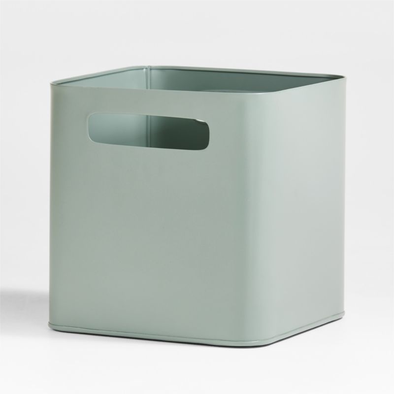 Outline Sage Green Metal Kids Storage Bin with Handles + Reviews