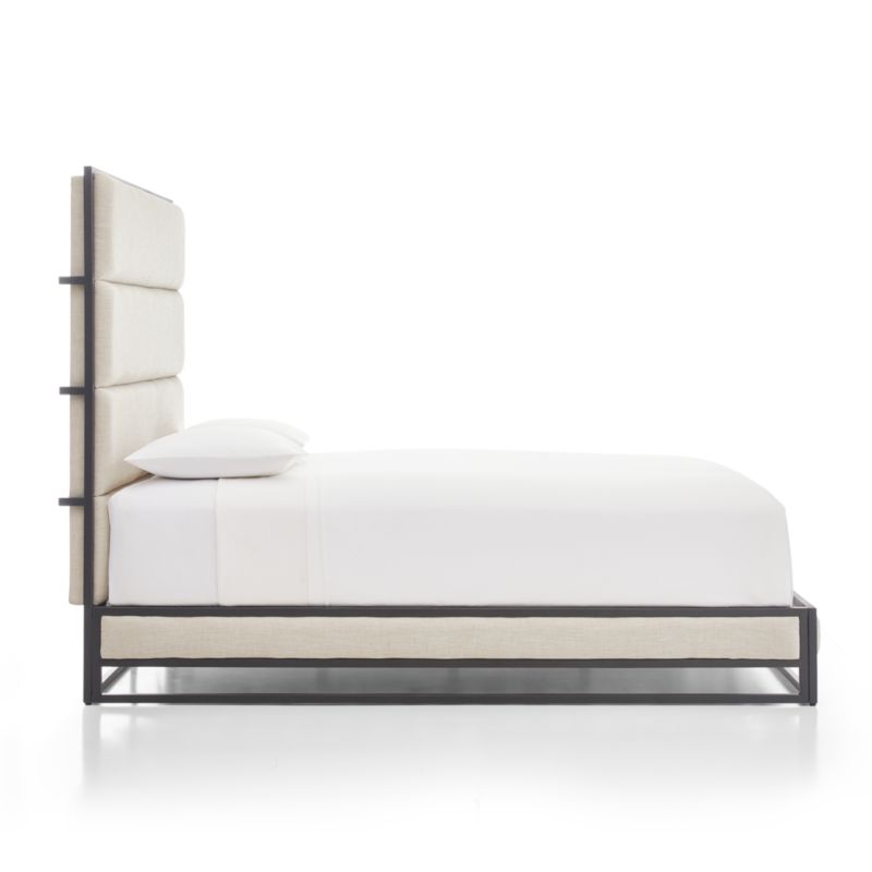 Oxford Ivory Upholstered Weathered Brown Metal King Bed + Reviews