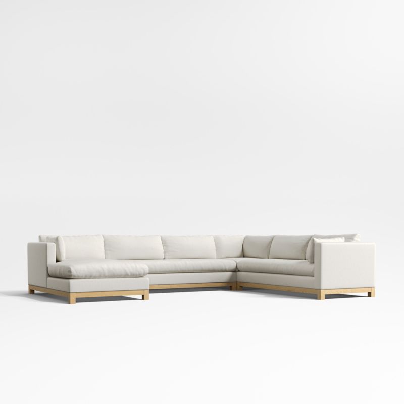 Pacific Wood Bench Seat 4Piece LShaped Sectional Sofa with Chaise