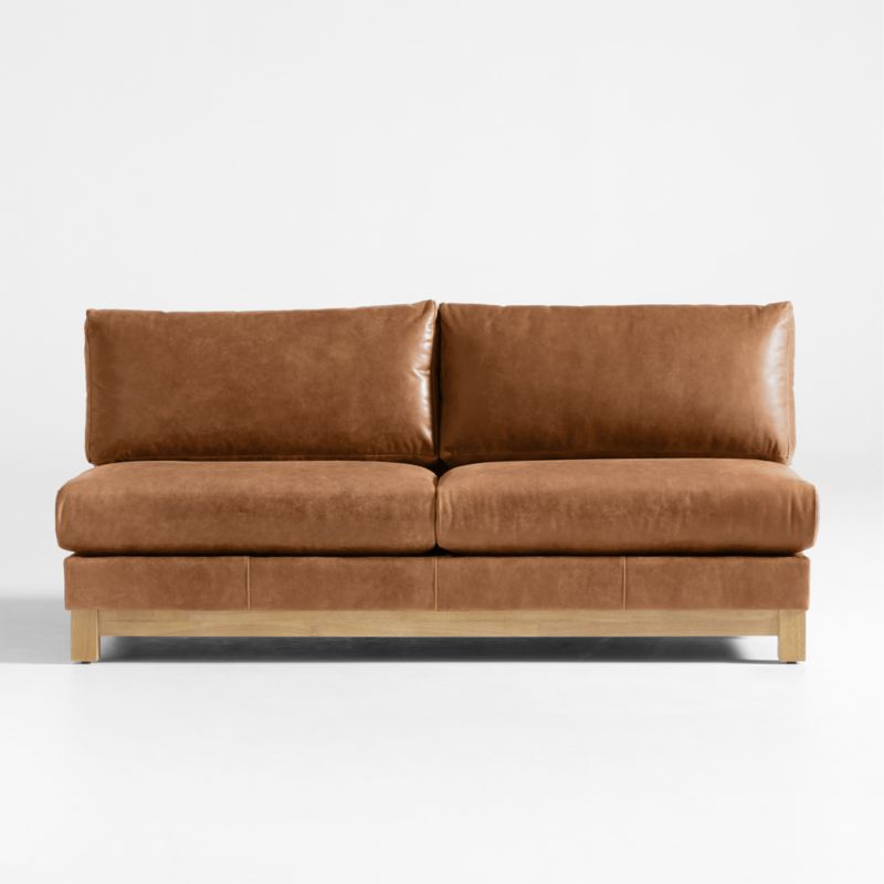 Pacific Wood Leather Armless Sofa Crate & Barrel