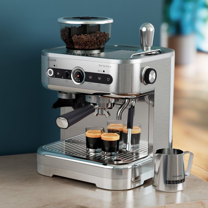 Philips BaristaBrew Dual Bean Hopper Espresso Machine in Stainless Steel + Reviews Crate & Barrel
