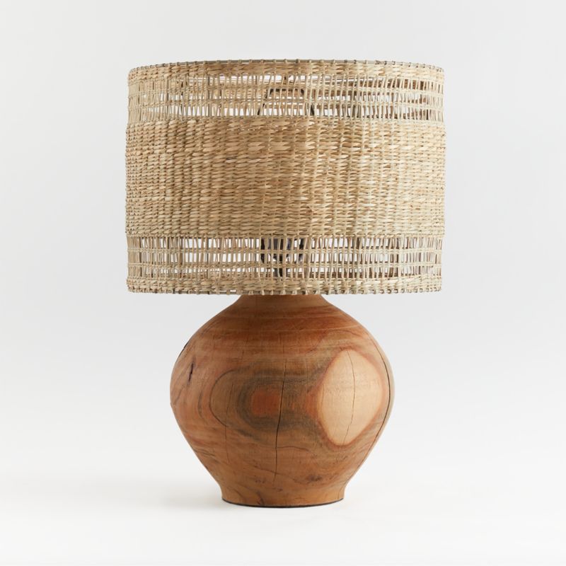 Wood Table Lamp with Woven Shade Bedroom Lighting + Reviews Crate
