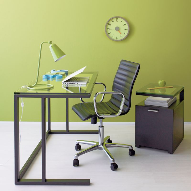 Ripple Black Leather Office Chair with Chrome Base + Reviews Crate