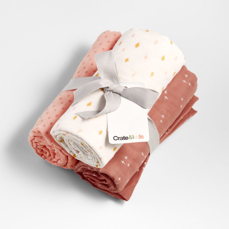 Pink Charms Organic Baby Swaddles, Set of 3 + Reviews Crate & Kids Canada