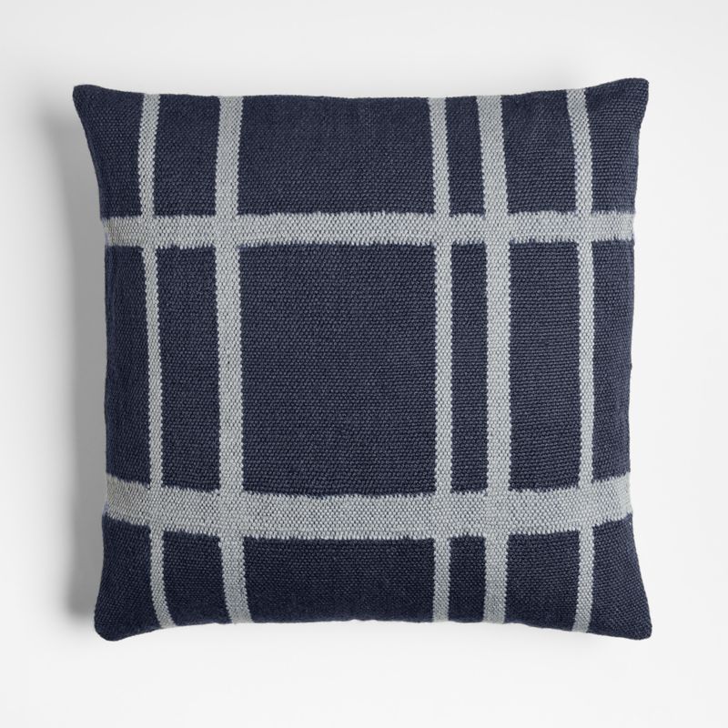 Plaid 20"x20" Deep Indigo Outdoor Throw Pillow Crate & Barrel Canada