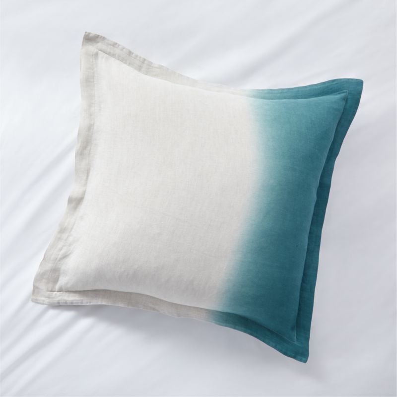 Pure Linen DipDye Blue Euro Sham + Reviews Crate & Barrel