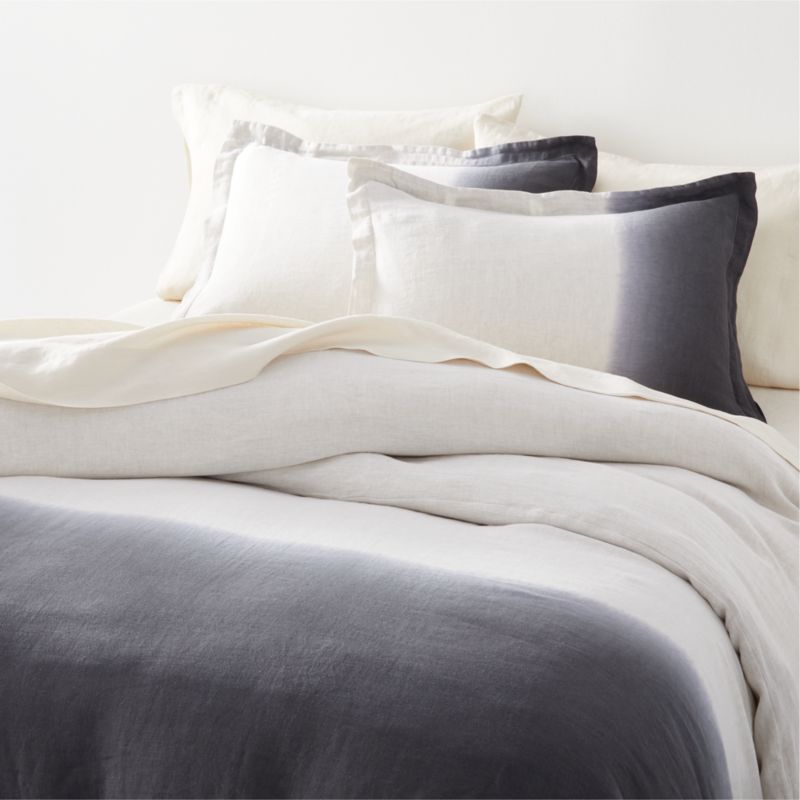 Pure Linen DipDye Black Full/Queen Duvet Cover + Reviews Crate & Barrel