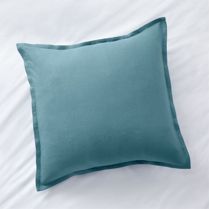 Pure Linen Solid Teal Euro Pillow Sham + Reviews Crate & Barrel
