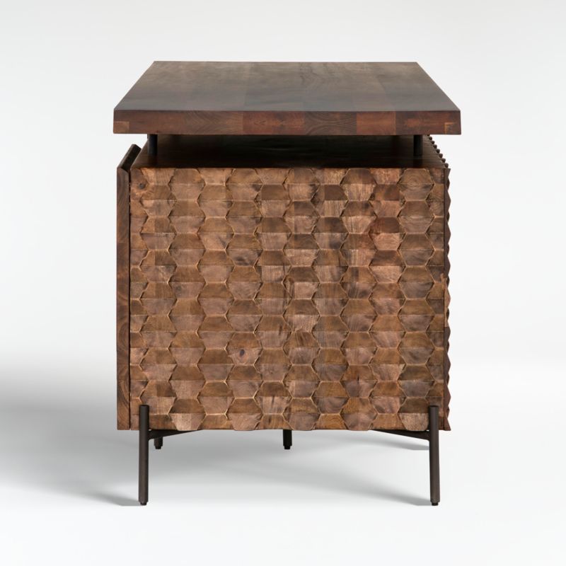 Raffael Carved Mango Wood Executive Desk + Reviews Crate & Barrel Canada