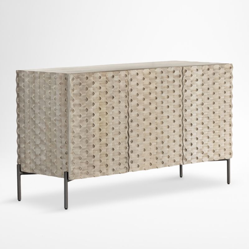 Raffael 49.5" Grey Wash Wood Storage Media Console + Reviews Crate