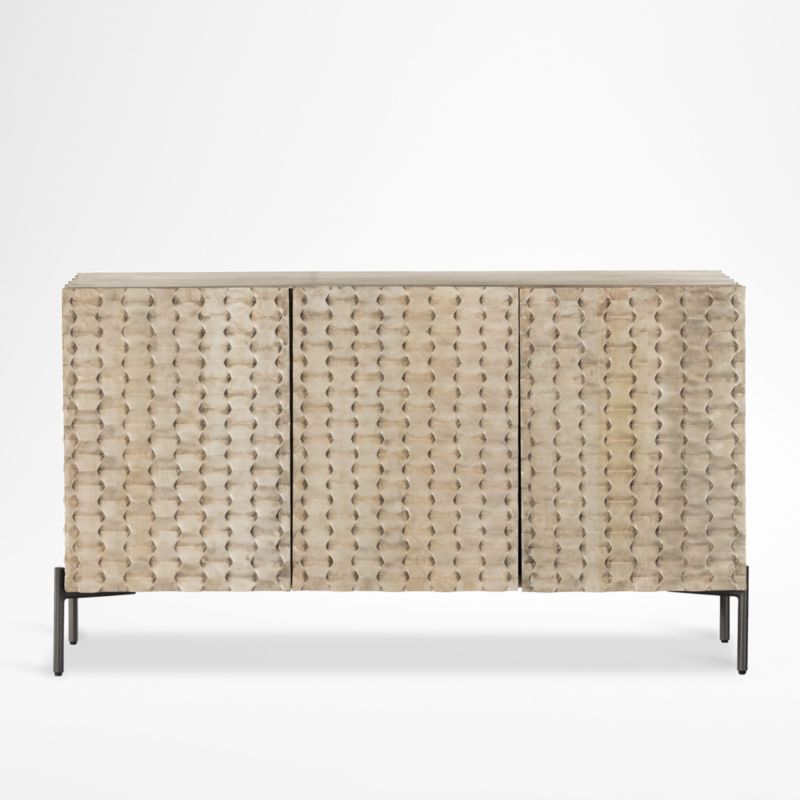 Raffael 49.5" Grey Wash Wood Storage Media Console + Reviews Crate