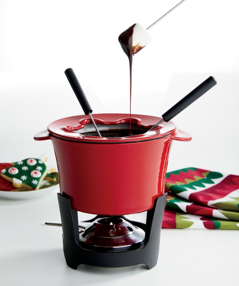 Red Cast Iron Fondue Set + Reviews Crate & Barrel