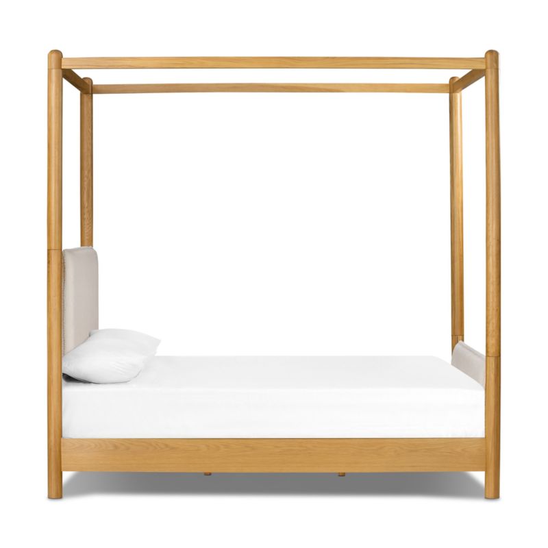 Reina Light Oak Wood Canopy Queen Bed Crate & Barrel