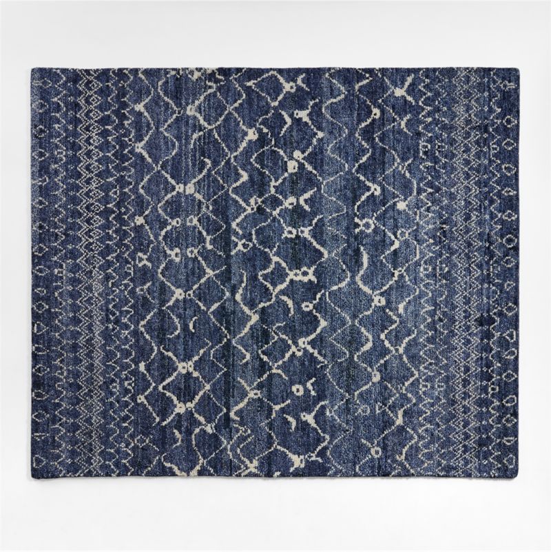 Rias Morrocan Blue Wool Hand Knotted Rug 8'x10' Crate and Barrel