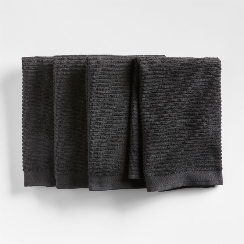 Ribbed Bar Mop Black Organic Cotton Dish Towels, Set of 4 + Reviews