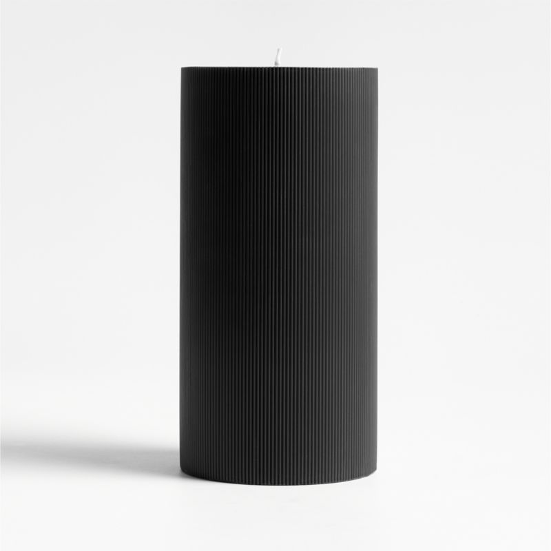 4"x8" Ribbed Black Pillar Candle + Reviews Crate & Barrel Canada