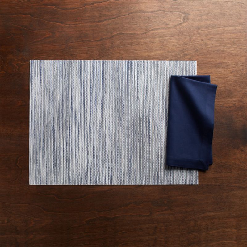 Chilewich Rectangular Ridge Blue Vinyl Placemat + Reviews Crate & Barrel