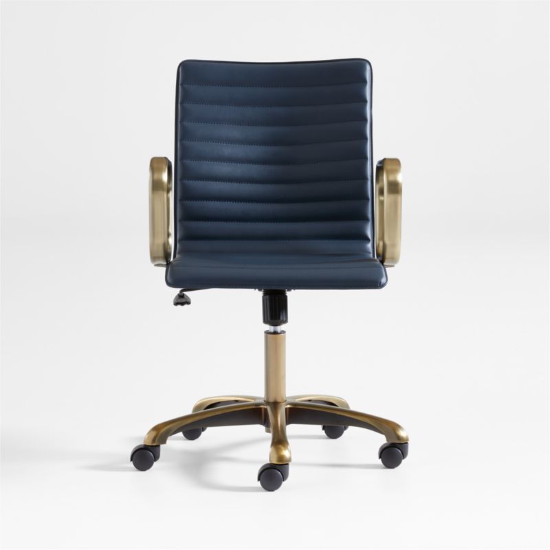 Ripple Navy Office Chair with Brass Base + Reviews Crate & Barrel