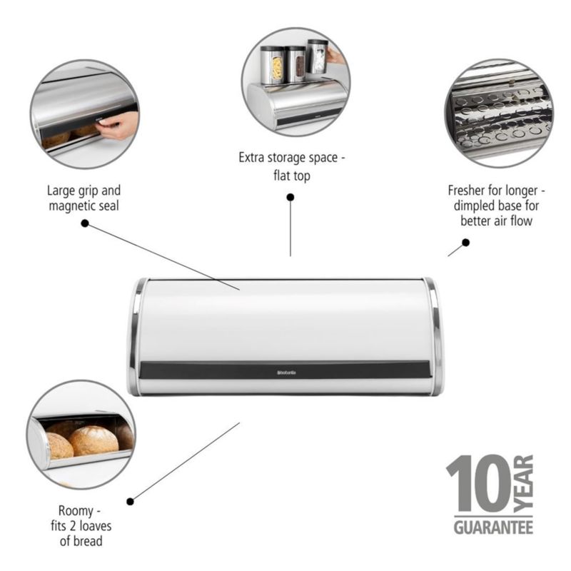 Brabantia White Roll Top Bread Box + Reviews Crate & Barrel